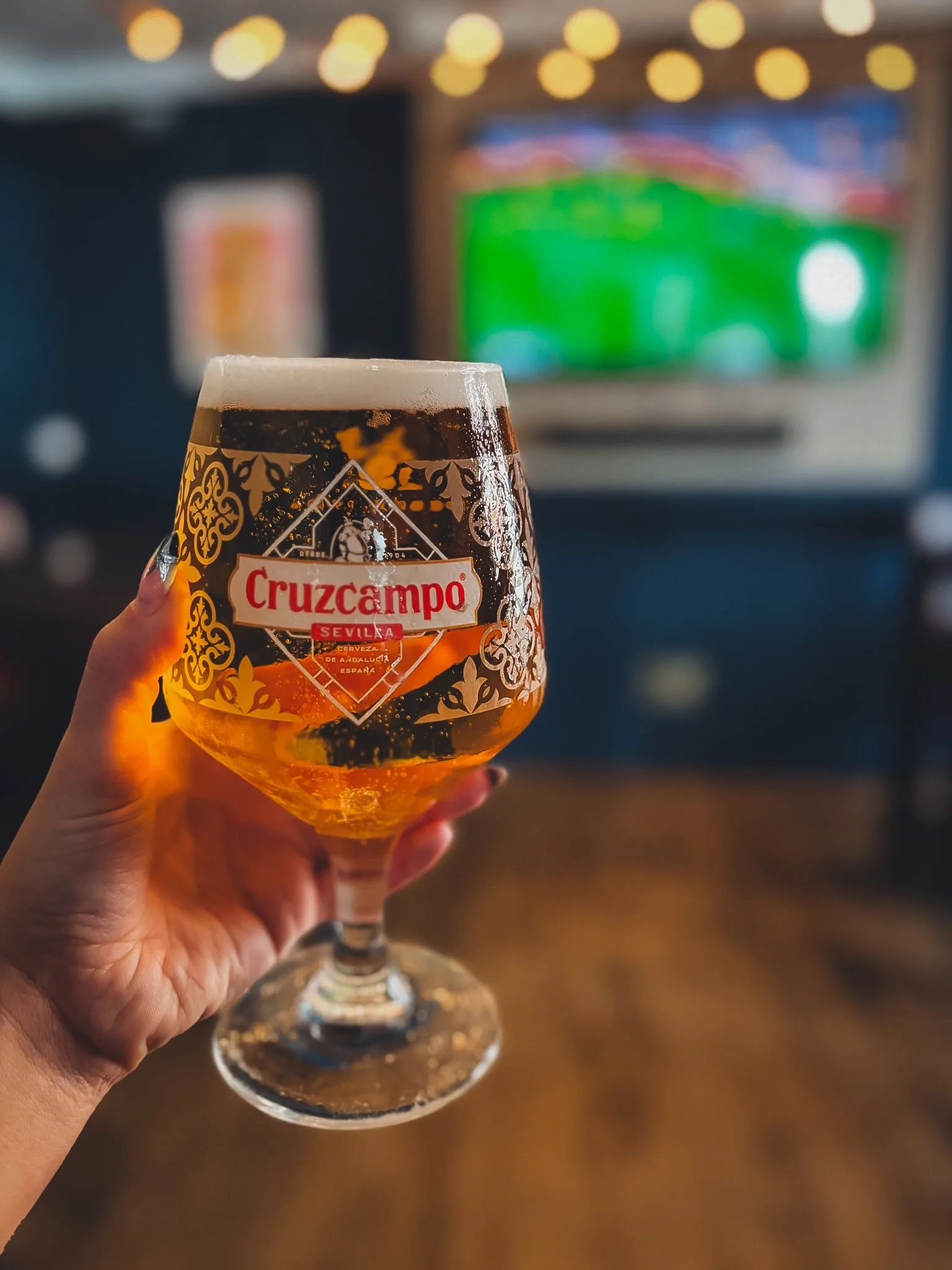 Cruzcampo in the bar.